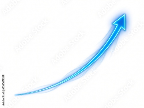 Glowing blue upward arrow icon representing business growth and financial success