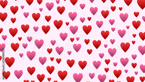 Foto Pattern of scattered red and pink hearts on a light soft background perfect for romantic occasions valentines day celebrations wedding invitations or expressing love and affection in creative designs