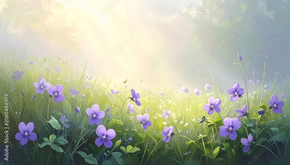 Obraz premium Violet Wildflowers Meadow