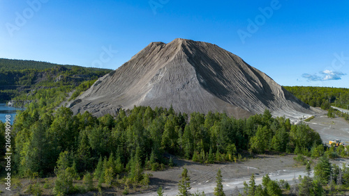 Aerial view of Asbestos mine wastes in the Quebec forest