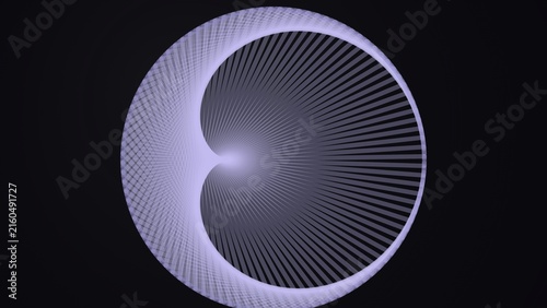 Foto Abstract cardioid geometric pattern formed by glowing light lines on black backg