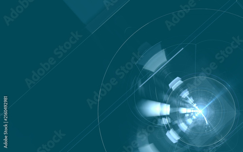 Canvastavla futuristic blue digital interface - glowing abstract technology, cyberpunk data