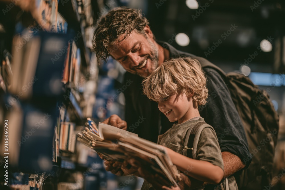 Obraz premium Happy Family Preparing for New School Year