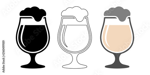 Bild auf Leinwand Three stylized glasses filled with foamy beverages isolated on transparent backg