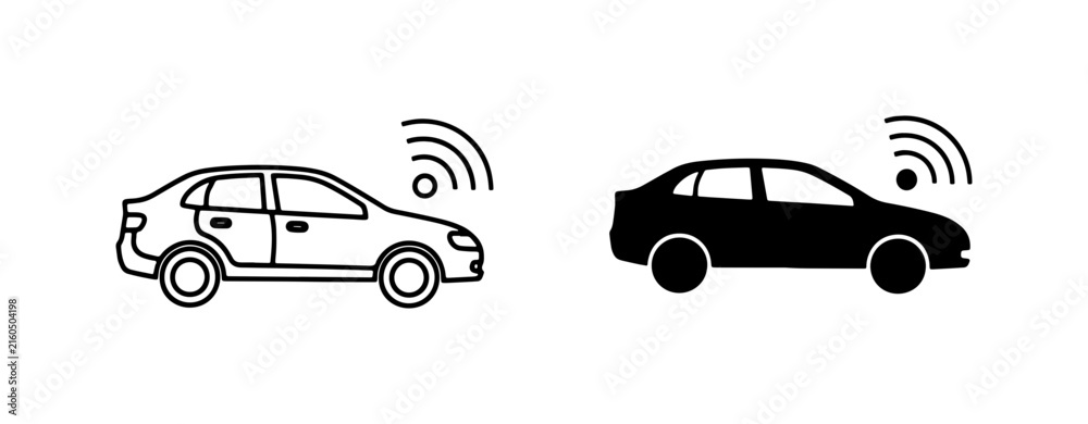 Fototapeta premium Connected Car Icons, Wireless Vehicle Symbols, Automotive Technology Concepts