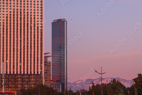 Photography Skyscrapers against the backdrop of the sunset in Batumi, Georgia