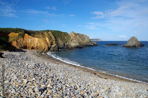 Beach of the Spaniards' Point also called Pointe des Espagnols in Brittany in France, Europe