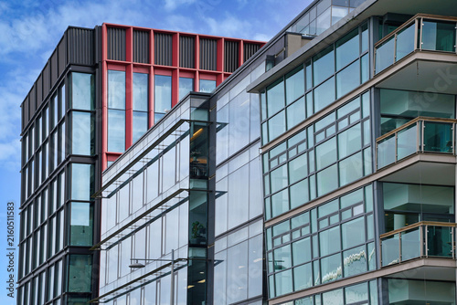 Photography Row of modern glass fronted buildings