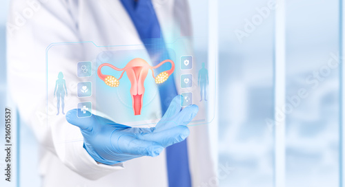 Foto Gynecologist analyzing a vector graphic of the cervix for early diagnosis and research of cervical cancer