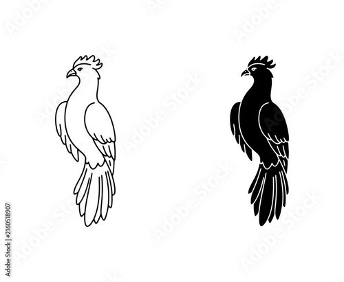 Photography Elegant Bird Silhouette Vector, Stylized Rooster Icon, Black and White Ornitholo