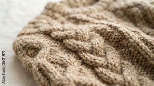 Close-Up of Cozy Knit Wool Sweater Texture