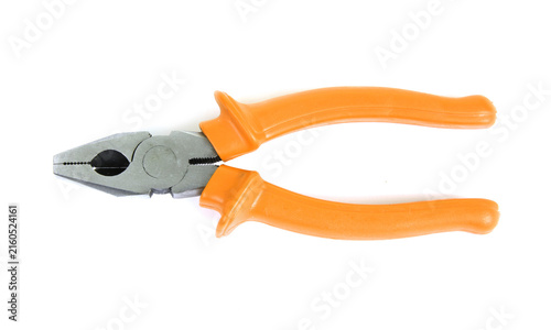Canvastavla useful tool pincers orange isolated on white background