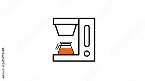 Animated line icon of a coffee maker brewing fresh coffee into a pot on a white background. Perfect for breakfast and cafe projects.