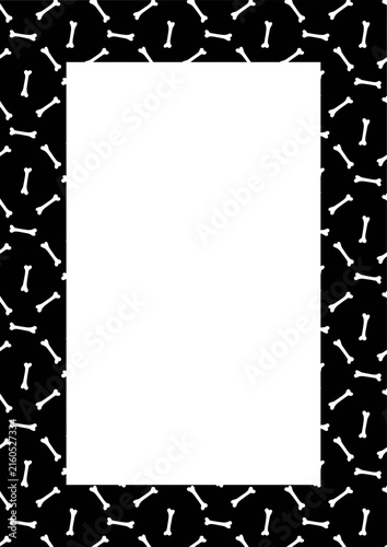 black and white Halloween frame with bones