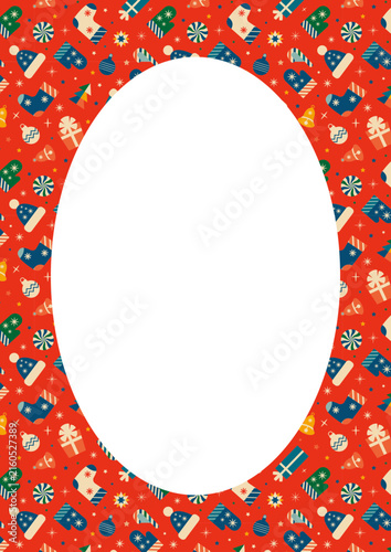 Red Christmas frame with toys