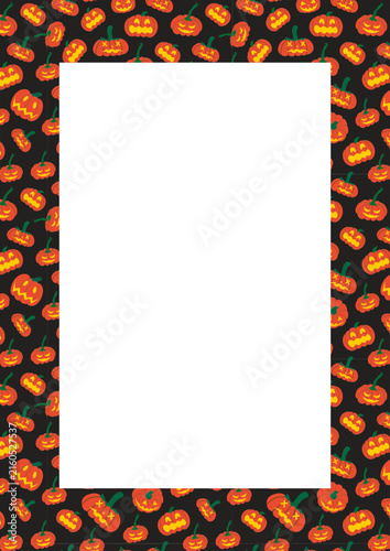 Black Halloween frame with pumpkins