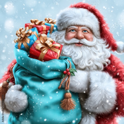 Santa Carrying Christmas Gifts