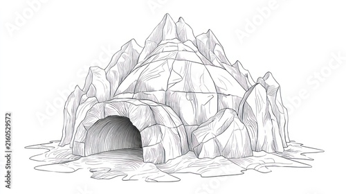 Illustrated igloo winter dwelling isolated on white background
