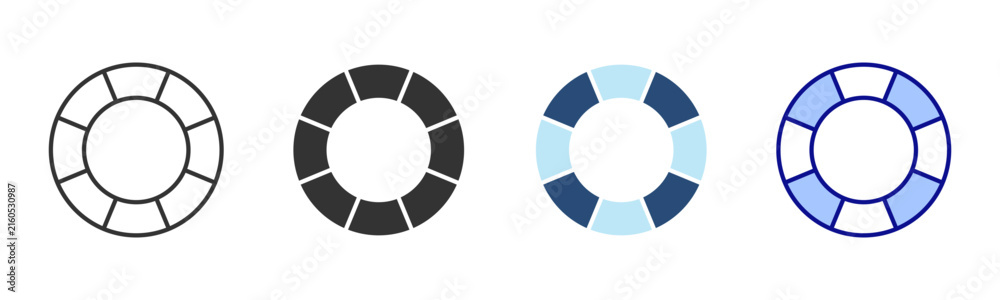 Naklejka premium Swim Ring Icon Set. Designed In Multi Style