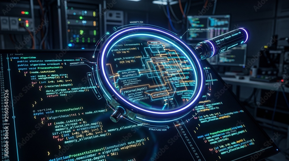 Fototapeta premium Futuristic cybersecurity dashboard with glowing network analysis and data visualization