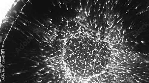 Abstract Black and White Radial Burst with Dynamic Liquid Texture