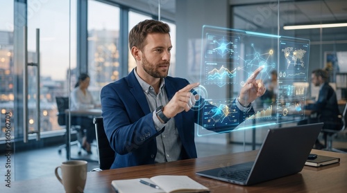 Futuristic Artificial Intelligence Business Concept with Human and AI Collaboration