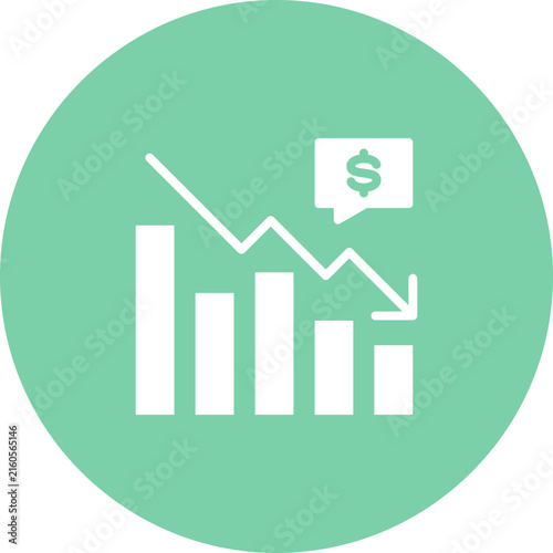 Canvas Print Asset Depreciation Icons, Solid Style Graphic Element