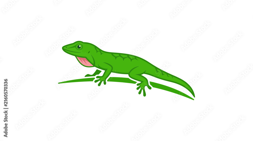 Obraz premium Green Lizard Vector Illustration Isolated on White Background