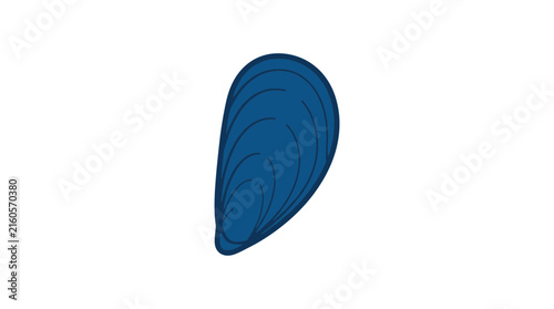 Blue Mussel Shell Vector Illustration Isolated on White Background