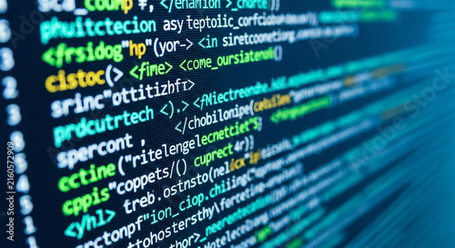 Close up view of computer code on screen