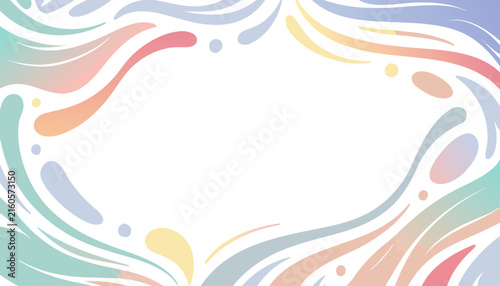 Abstract organic shapes flowing across white space with pastel and black elements for graphic design background