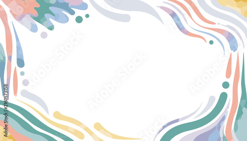 Abstract pastel fluid shapes forming a decorative border with copy space for design