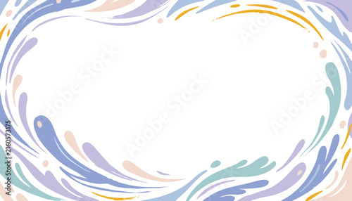 Abstract Swirls Border with Pastel Colors on White Background for Creative Design