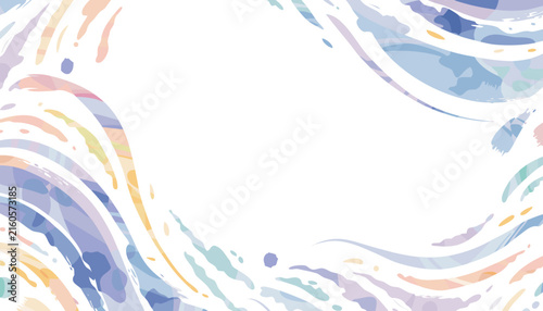 Abstract watercolor brush strokes in pastel tones framing blank space during a soft light