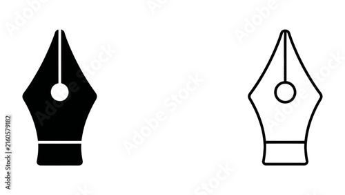 Canvas Print Pen Nib Icon: Two contrasting pen nib icons, one solid black and the other outlined in white, represent the art of writing and calligraphy