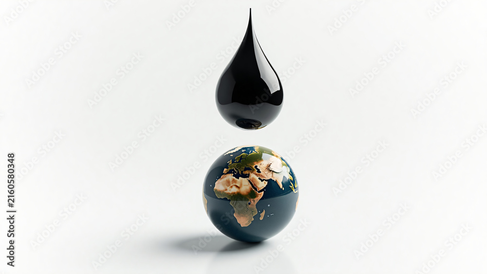 Fototapeta premium Crude Oil Over Globe Symbolizing Environmental Impact and Global Awareness