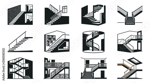 Clean Minimalist Black and White Architectural Staircase Designs Collection for Modern Interior Inspiration