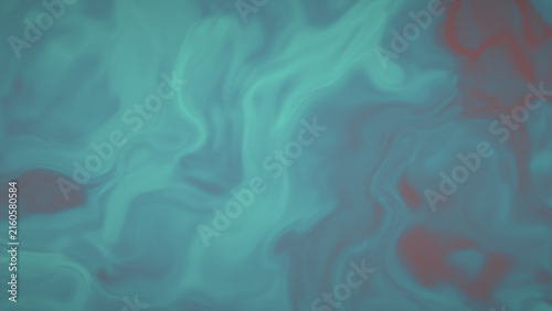 Abstract flowing waves of teal and deep red liquid texture