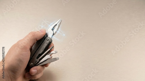Hand holding multi-tool to represent flexible workforce adapting quickly to diverse business needs and challenges