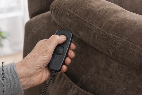 Senior Hand Operating Two Button Power Lift Recliner Remote