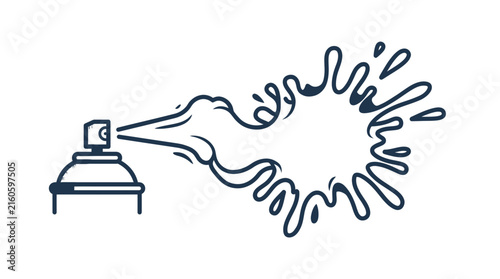 Dynamic Black and White Line Drawing of a Projector Casting Abstract Light Splatter Patterns with high quality professional line art symbols for modern creative design and digital branding projects