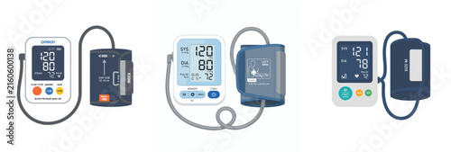 Fotografía Set of digital automatic blood pressure monitors isolated on white background