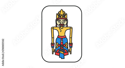 Traditional Indonesian Wayang Puppet Illustration