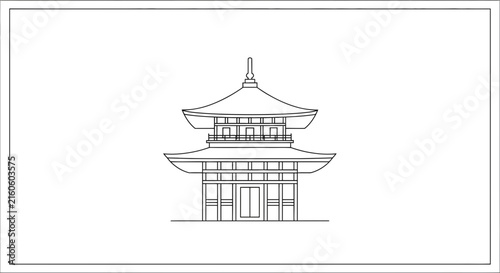 Traditional Japanese Pagoda Outline Icon: Asian Architecture, Cultural Landmark
