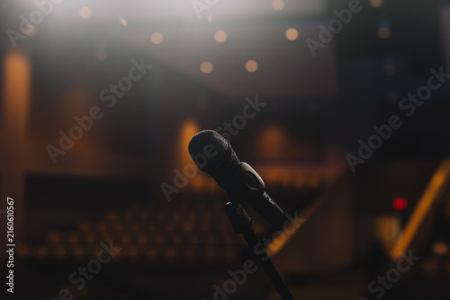 Canvastavla microphone on stage