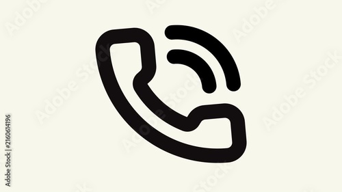 Black telephone handset symbol icon for notification sound waves. Suitable for graphic designs needing simplistic communication elements.