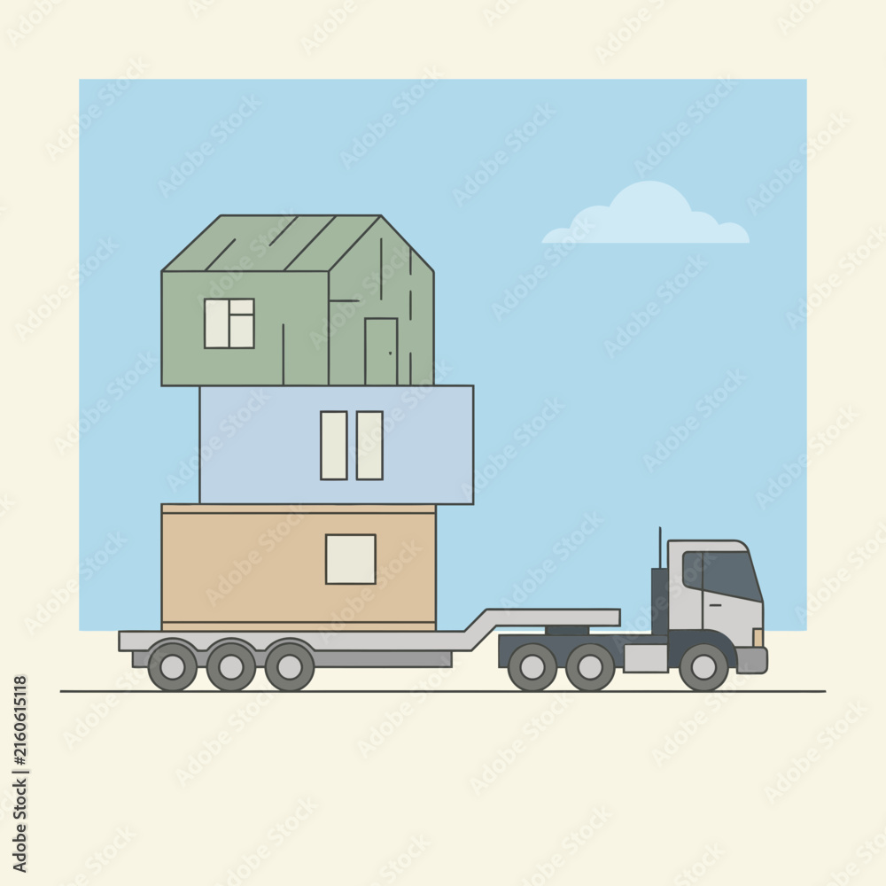 Obraz premium Modular Housing Construction And Transportation Logistics Service