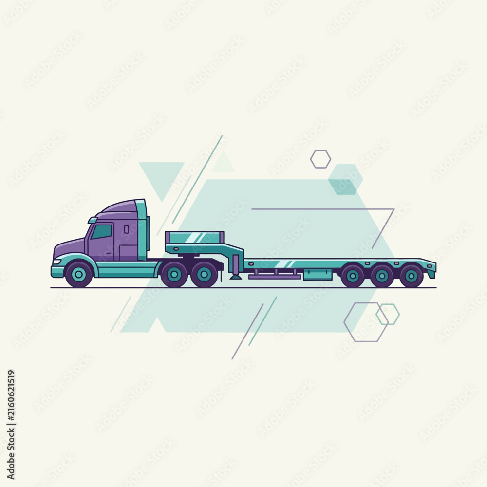 Fototapeta premium Modern Flatbed Truck Illustration For Logistics And Transportation Designs