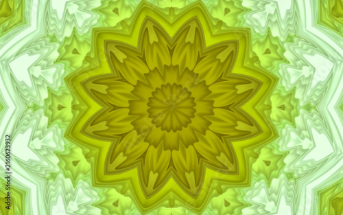 Konstfotografi A mesmerizing, symmetrical pattern of a golden-yellow flower with intricate peta