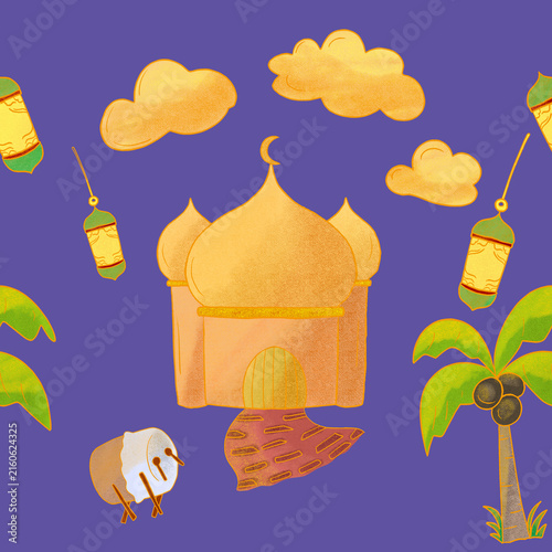Obraz na plátne Ramadhan Kids Seamless Pattern